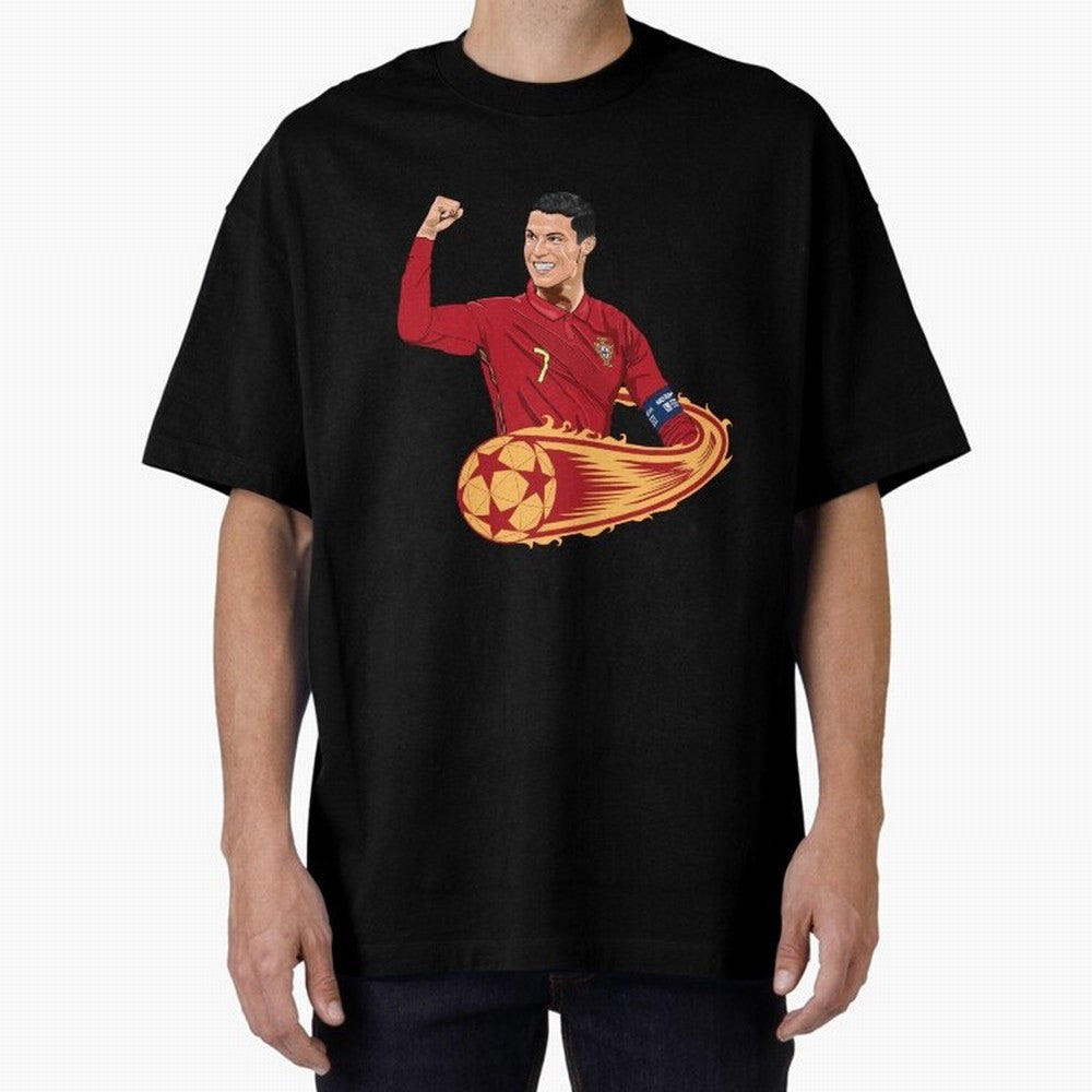 Cristiano Ronaldo drawing Oversized T-Shirt Support Iconic Players in Match Day Hype around FIFA World Cup 2026, Neymar, Argentina, Worldwide Fan Energy, Dramatic Goals, Stadium Lights and Championship Celebrations; Ideal for Passionate Fans Who