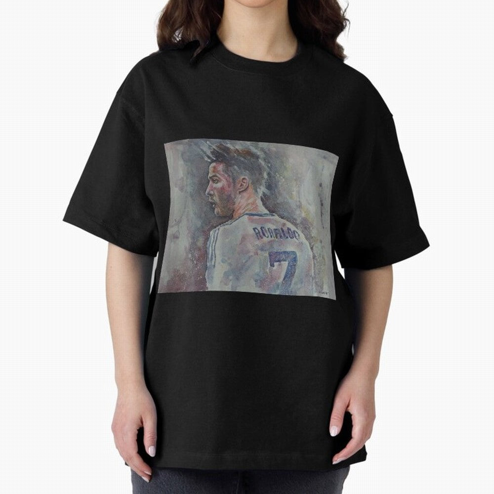 Cristiano Ronaldo - Portrait 1 Oversized T-Shirt Honor the Beautiful Game during FIFA World Cup 2026 for Fans of Cristiano Ronaldo and France and Portugal, Bringing Match Day Excitement, Supporter Culture, Golden Goals and Global Football Passion;