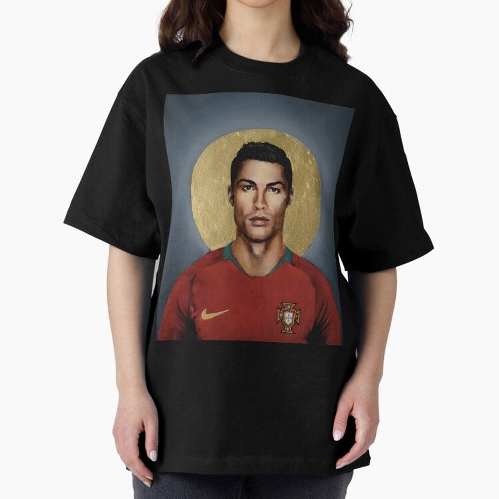 Cristiano Ronaldo CR7 Saint Portugal Football Legend Fan Art Oversized T-Shirt Feel the Heartbeat of FIFA World Cup 2026 Group Stage for Fans of Messi and Cristiano Ronaldo and England, France and Netherlands, Bringing Tournament Hype, Historic