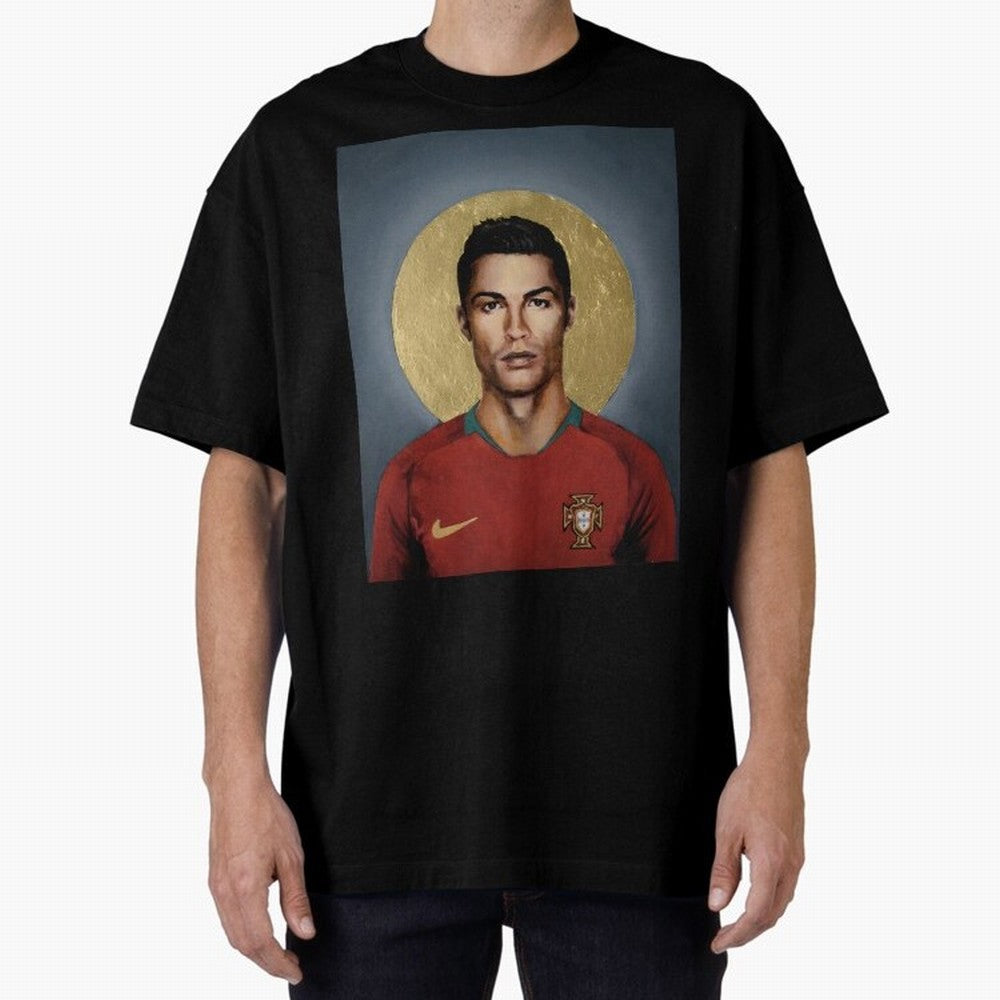 Cristiano Ronaldo CR7 Saint Portugal Football Legend Fan Art Oversized T-Shirt Feel the Heartbeat of FIFA World Cup 2026 Group Stage for Fans of Messi and Cristiano Ronaldo and England, France and Netherlands, Bringing Tournament Hype, Historic