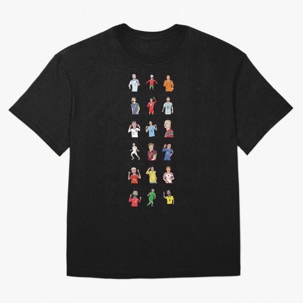 Badly Drawn Footballers Oversized T-Shirt Celebrate Match Day Hype around FIFA World Cup 2026, Messi and Cristiano Ronaldo, England, France and Netherlands, Vintage Soccer Flavor, Modern Football Stars, National Flags and Final Night Emotion; Ideal