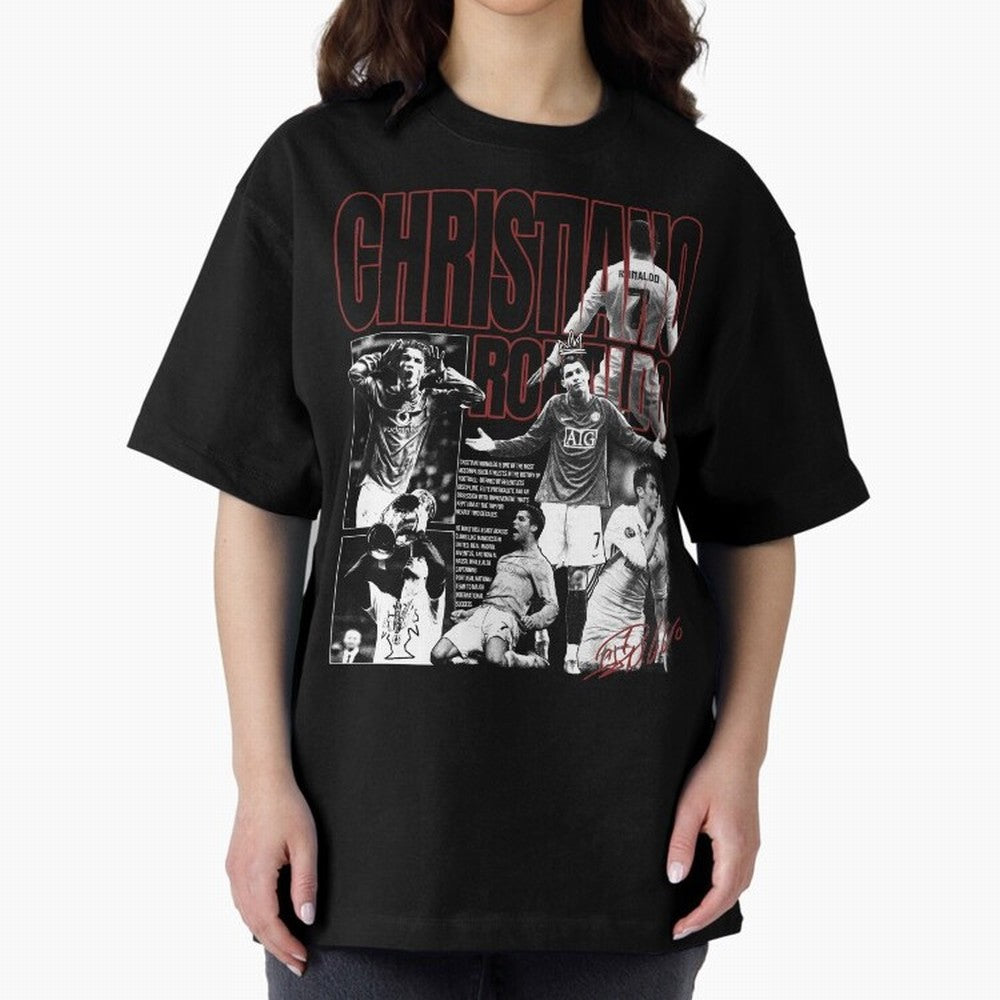 Cristiano Ronaldo Vintage Graphic Oversized T-Shirt Show Up for the Glory of the FIFA World Cup 2026 Group Stage Journey through Cristiano Ronaldo, Haaland and CR7 Highlights, Brazil Pride, Classic Soccer Heritage, Championship Pressure, Fan