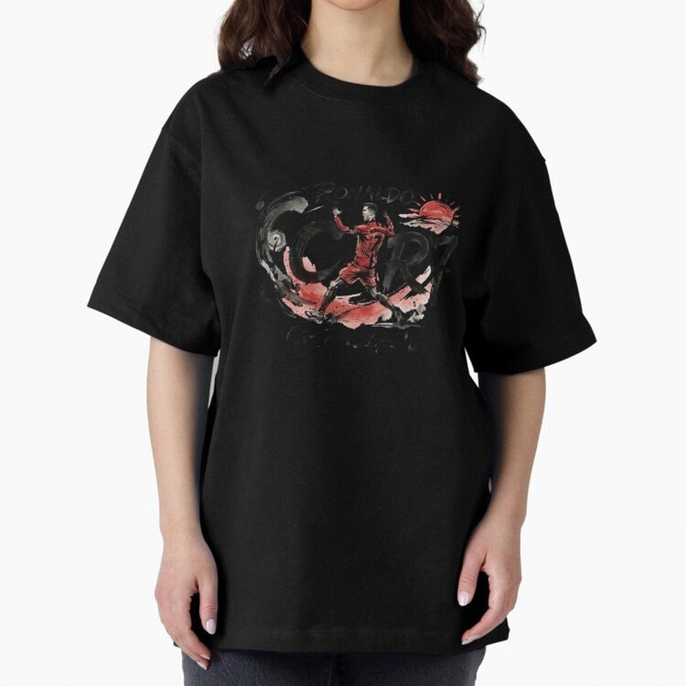 Cristiano Ronaldo CR7 Legend Japanese Ink Art Style Oversized T-Shirt Embrace FIFA World Cup 2026 Group Stage Spirit, Built around Germany, Haaland, Goal Celebration Energy, Supporter Heritage, Football Icons and Worldwide Tournament Joy; Created