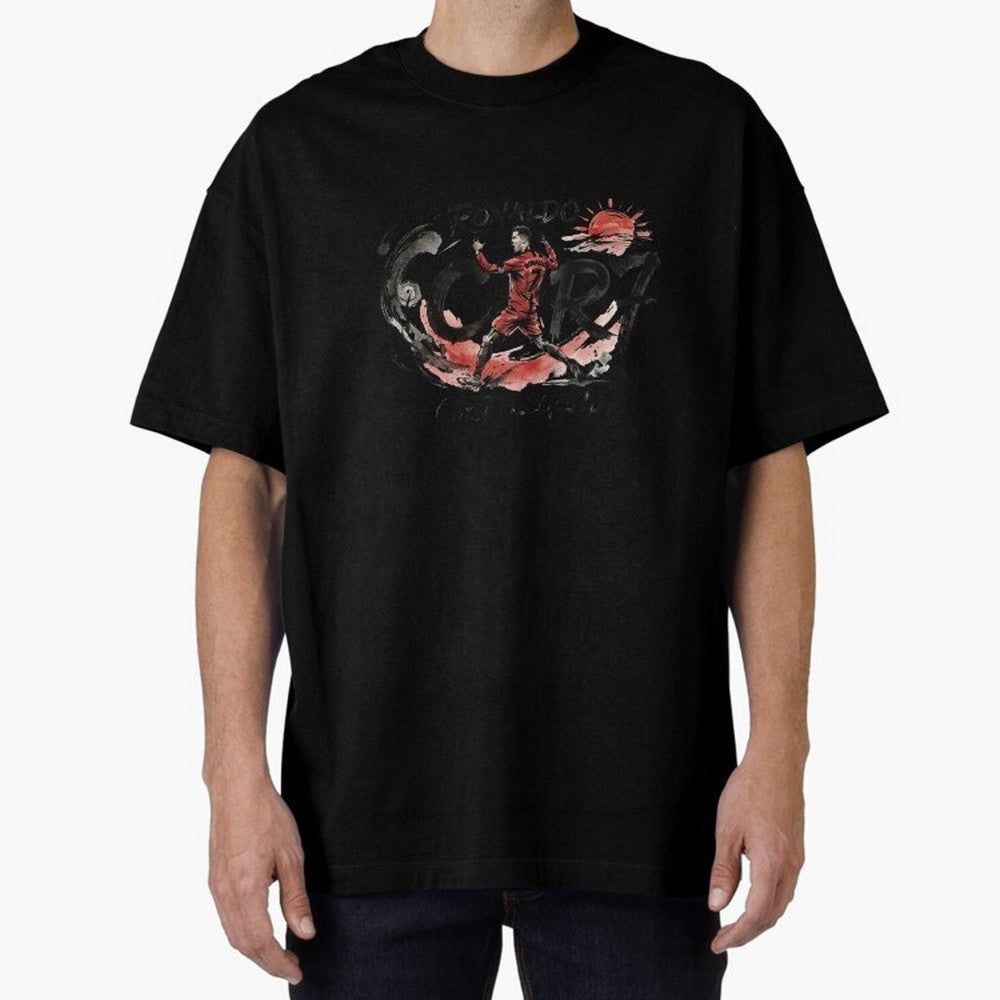 Cristiano Ronaldo CR7 Legend Japanese Ink Art Style Oversized T-Shirt Embrace FIFA World Cup 2026 Group Stage Spirit, Built around Germany, Haaland, Goal Celebration Energy, Supporter Heritage, Football Icons and Worldwide Tournament Joy; Created