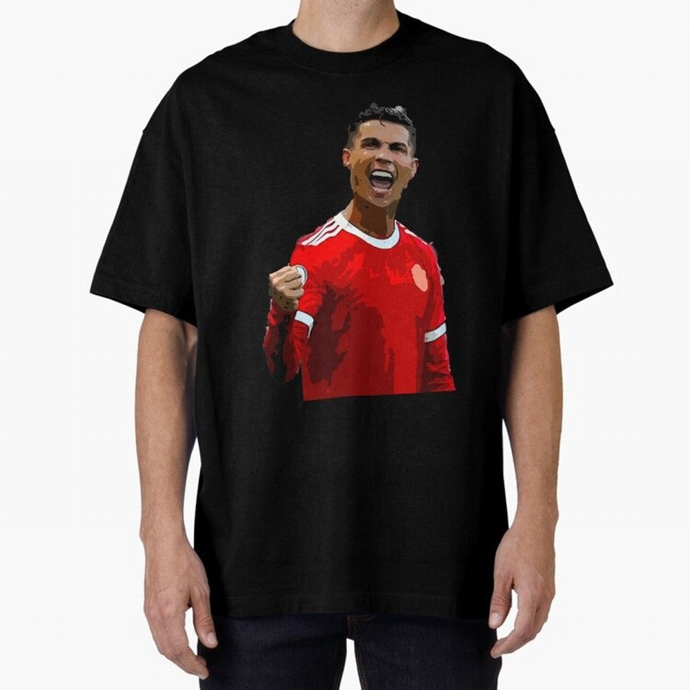 Cristiano Ronaldo Oversized T-Shirt Remember Iconic Moments from Global Football Passion for FIFA World Cup 2026 USA Canada Mexico, Featuring CR7 and Messi, England, France and Netherlands, Worldwide Fan Energy, Dramatic Goals, Stadium Lights and