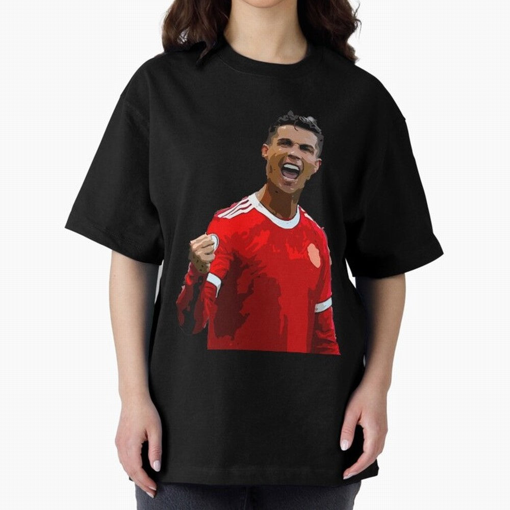 Cristiano Ronaldo Oversized T-Shirt Remember Iconic Moments from Global Football Passion for FIFA World Cup 2026 USA Canada Mexico, Featuring CR7 and Messi, England, France and Netherlands, Worldwide Fan Energy, Dramatic Goals, Stadium Lights and