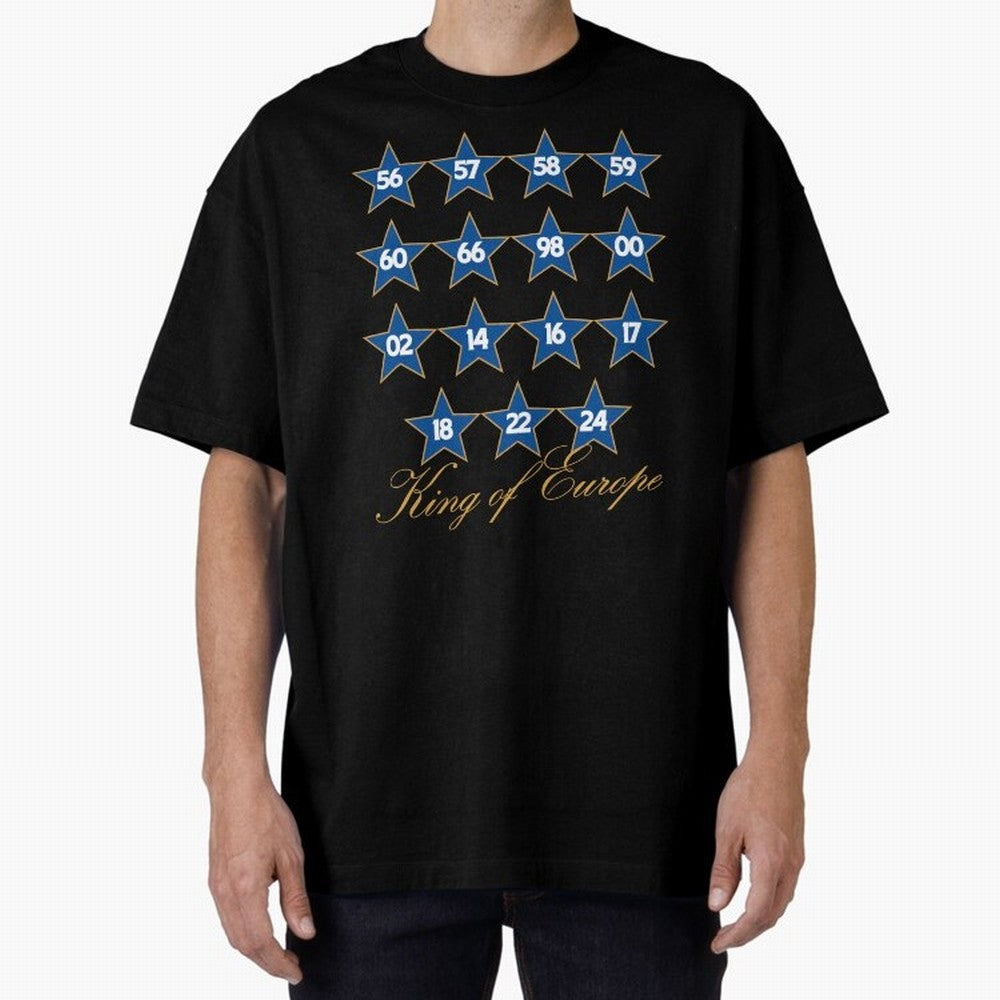 Real Madrid European Cups Oversized T-Shirt Make Your Look Match Match Day Hype around FIFA World Cup 2026 Group Stage, Mbappe, Argentina and Brazil, Tournament Hype, Historic Matchups, Family Viewing Parties and Global Sports Pride; Ideal for