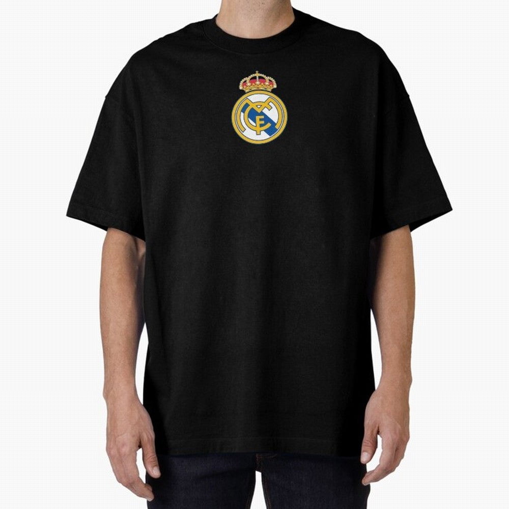 RE-AL-MAD-RID- Logo FC Merchandise Oversized T-Shirt Make Your Look Match Global Football Passion for FIFA World Cup 2026, Centered on Messi and Cristiano Ronaldo, France and Portugal, Football Festival Excitement, Trophy Ambitions, Country