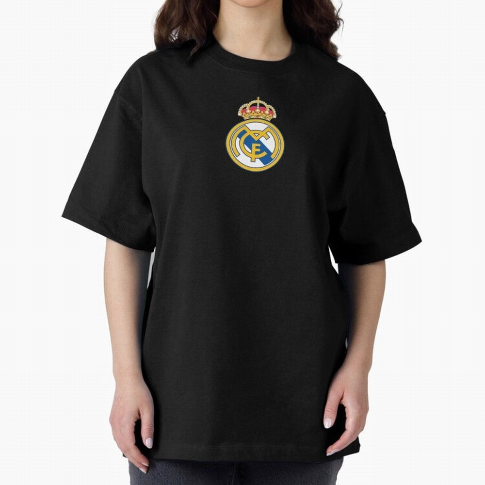 RE-AL-MAD-RID- Logo FC Merchandise Oversized T-Shirt Make Your Look Match Global Football Passion for FIFA World Cup 2026, Centered on Messi and Cristiano Ronaldo, France and Portugal, Football Festival Excitement, Trophy Ambitions, Country