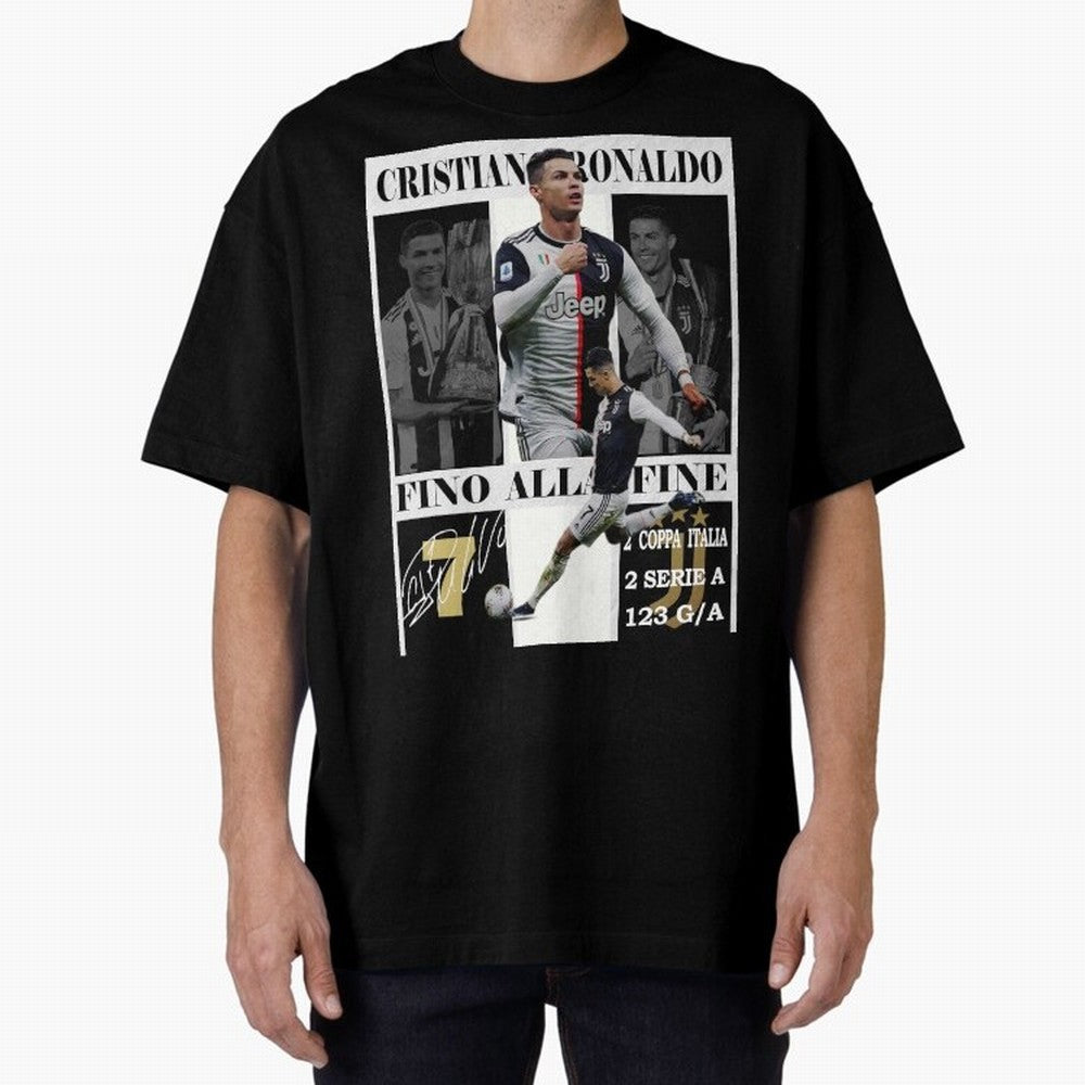 Cristiano Ronaldo Juventus Poster - Iconic CR7 Turin Fan Art Print Oversized T-Shirt Make Every Kick Count in the FIFA World Cup 2026 Group Stage Journey through Messi and Cristiano Ronaldo Highlights, Portugal, Spain and Germany Pride, Football