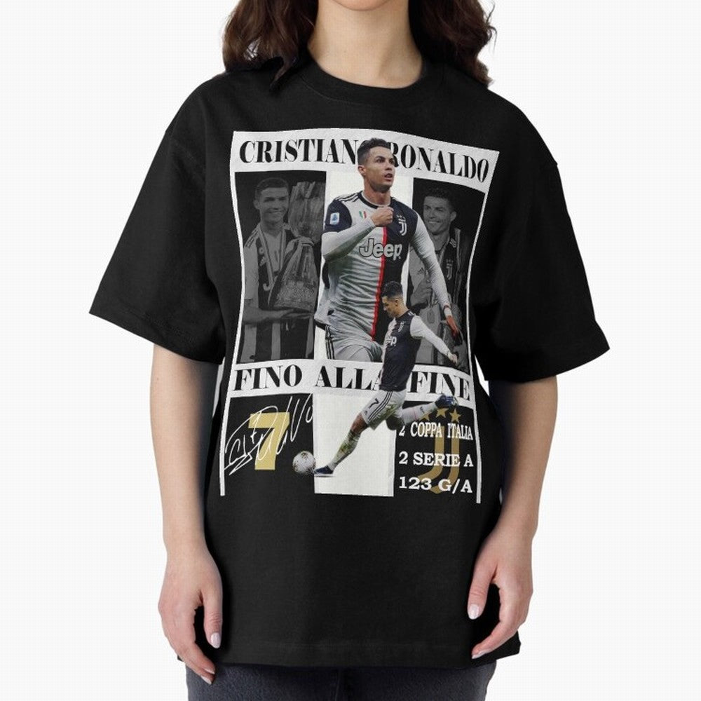 Cristiano Ronaldo Juventus Poster - Iconic CR7 Turin Fan Art Print Oversized T-Shirt Make Every Kick Count in the FIFA World Cup 2026 Group Stage Journey through Messi and Cristiano Ronaldo Highlights, Portugal, Spain and Germany Pride, Football