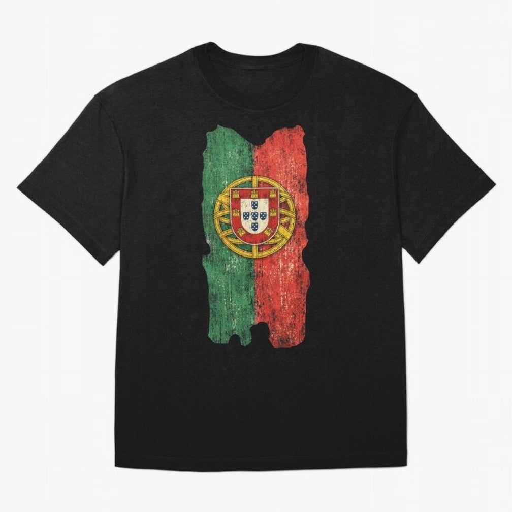 Vintage Portugal Flag Soccer Fan Design Oversized T-Shirt Capture Stadium Memories from FIFA World Cup 2026 USA Canada Mexico for Fans of Messi and Cristiano Ronaldo and England, Bringing Supporter Pride, Iconic Celebrations, Legendary Names and