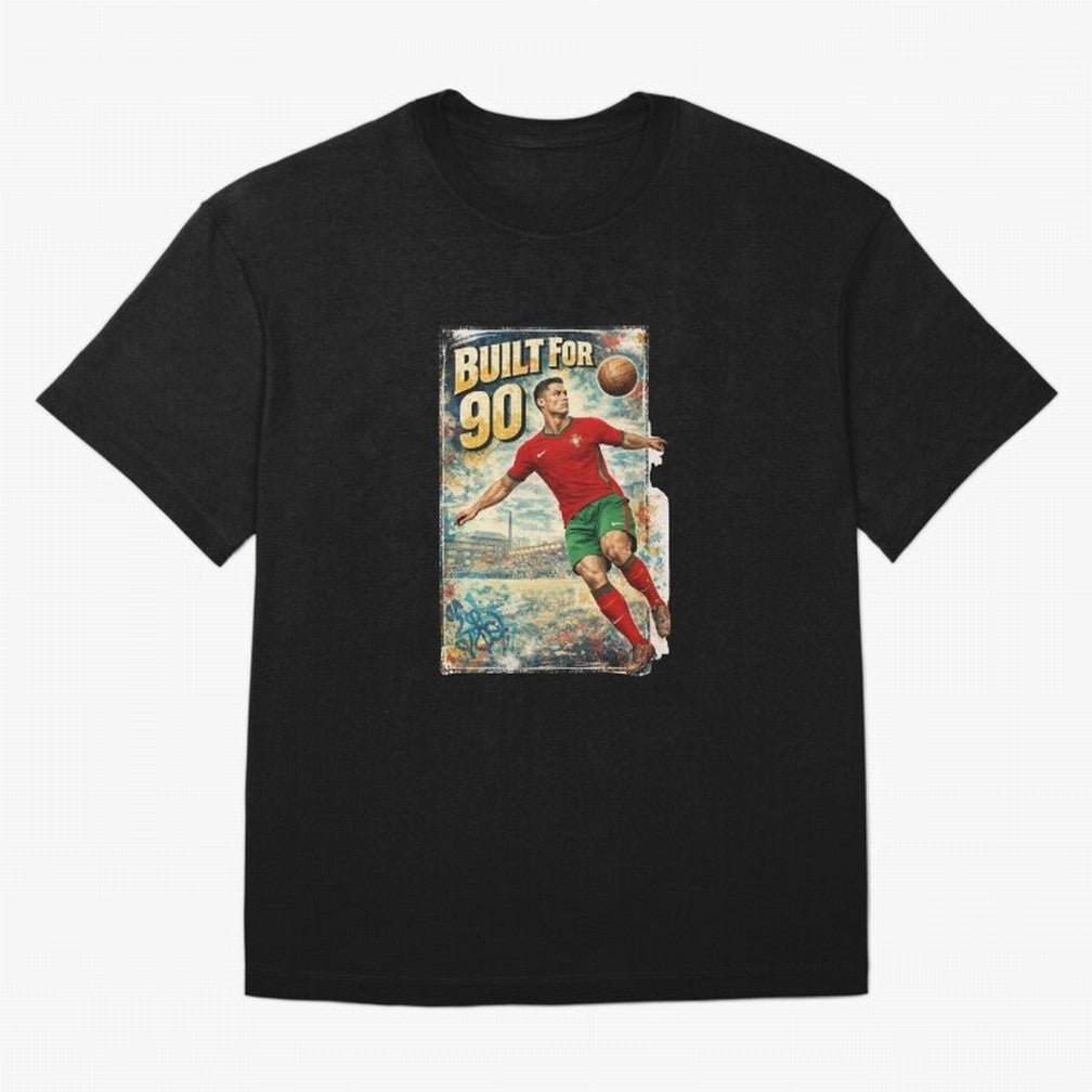 Built For 90 ¨C Vintage Football Streetwear Poster Oversized T-Shirt Support the FIFA World Cup 2026 Journey through Haaland Highlights, Argentina, France and Brazil Pride, Championship Spirit, Famous Goals, Roaring Crowds and International
