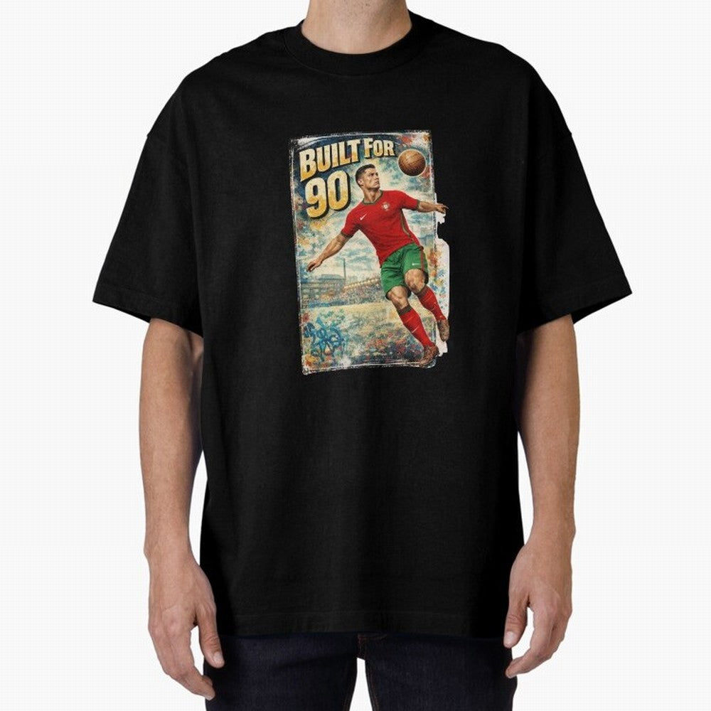 Built For 90 ¨C Vintage Football Streetwear Poster Oversized T-Shirt Support the FIFA World Cup 2026 Journey through Haaland Highlights, Argentina, France and Brazil Pride, Championship Spirit, Famous Goals, Roaring Crowds and International