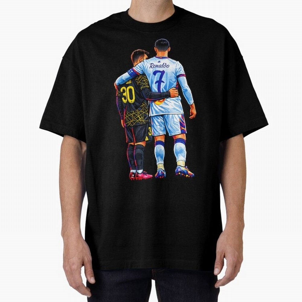 2 GOATS Oversized T-Shirt Show Up for the Glory of Global Football Passion for FIFA World Cup 2026 Group Stage, Celebrating Neymar, Germany, Football History, Final Match Energy, Crowd Noise and Once in a Lifetime Moments; Made for Die Hard