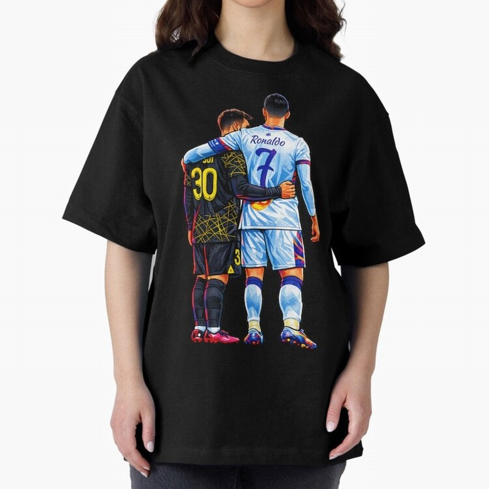 2 GOATS Oversized T-Shirt Show Up for the Glory of Global Football Passion for FIFA World Cup 2026 Group Stage, Celebrating Neymar, Germany, Football History, Final Match Energy, Crowd Noise and Once in a Lifetime Moments; Made for Die Hard
