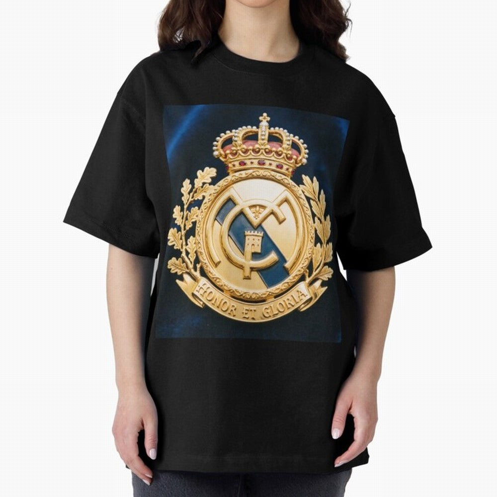 Madrid Honor y Gloria Oversized T-Shirt Relive FIFA World Cup 2026 USA Canada Mexico for Fans of Messi, Neymar and Mbappe and France and Portugal, Bringing Stadium Memories, Football Loyalty, International Chants and Championship Tradition; Perfect