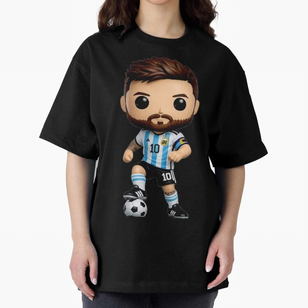 Lionel Messi Figurine Oversized T-Shirt Bring Match Day Fire to FIFA World Cup 2026 USA Canada Mexico for Fans of Haaland and Brazil, Bringing Classic Soccer Heritage, Championship Pressure, Fan Loyalty and International Pride; Created for Match
