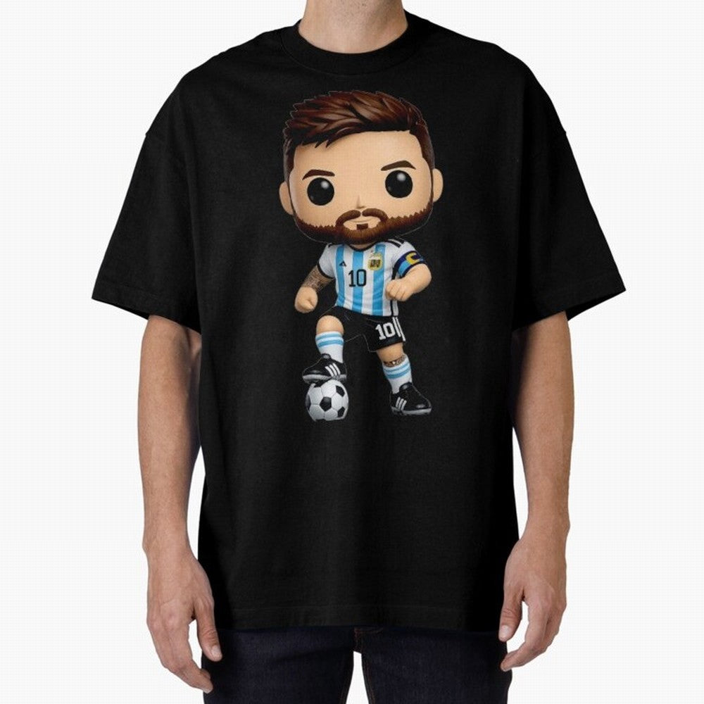 Lionel Messi Figurine Oversized T-Shirt Bring Match Day Fire to FIFA World Cup 2026 USA Canada Mexico for Fans of Haaland and Brazil, Bringing Classic Soccer Heritage, Championship Pressure, Fan Loyalty and International Pride; Created for Match