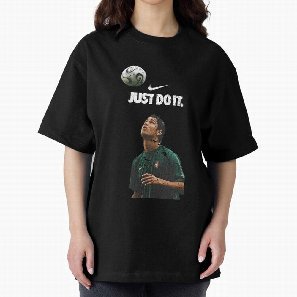 Cristiano Ronaldo Just Do It Oversized T-Shirt Show Your Tournament Heart for FIFA World Cup 2026 USA Canada Mexico Centered on Mbappe and Neymar, Brazil Energy, Retro Football Energy, Iconic Rivalries, Trophy Chase Drama and Stadium Atmosphere;