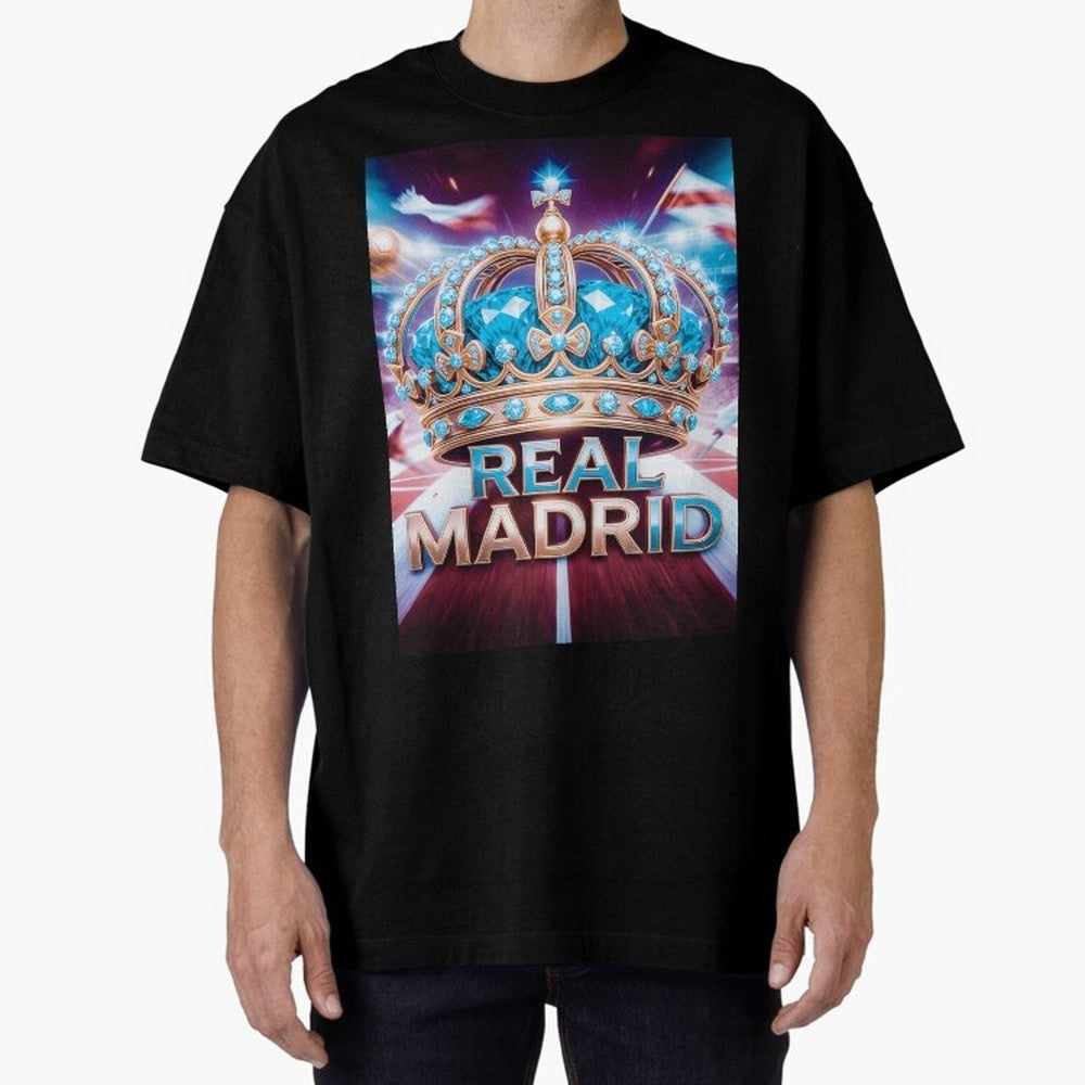 Real Madrid Oversized T-Shirt Spotlight Global Football Passion for FIFA World Cup 2026 Group Stage, with Messi, France, Supporter Pride, Iconic Celebrations, Legendary Names and Global Match Day Energy; Ideal for Passionate Fans Who Love Underdog