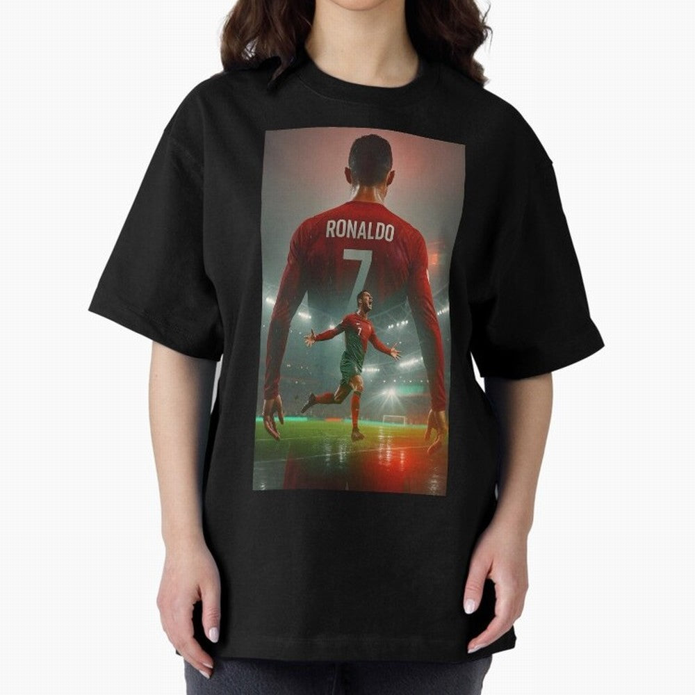 Christiano Ronaldo Oversized T-Shirt Make Every Kick Count in Global Football Passion for FIFA World Cup 2026 Group Stage, Made for CR7, Portugal, Spain and Germany, Fan Favorite Moments, National Team Passion, Big Match Drama and Soccer History;