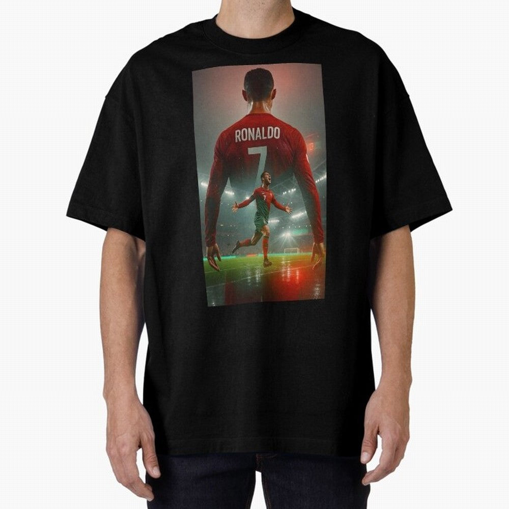 Christiano Ronaldo Oversized T-Shirt Make Every Kick Count in Global Football Passion for FIFA World Cup 2026 Group Stage, Made for CR7, Portugal, Spain and Germany, Fan Favorite Moments, National Team Passion, Big Match Drama and Soccer History;
