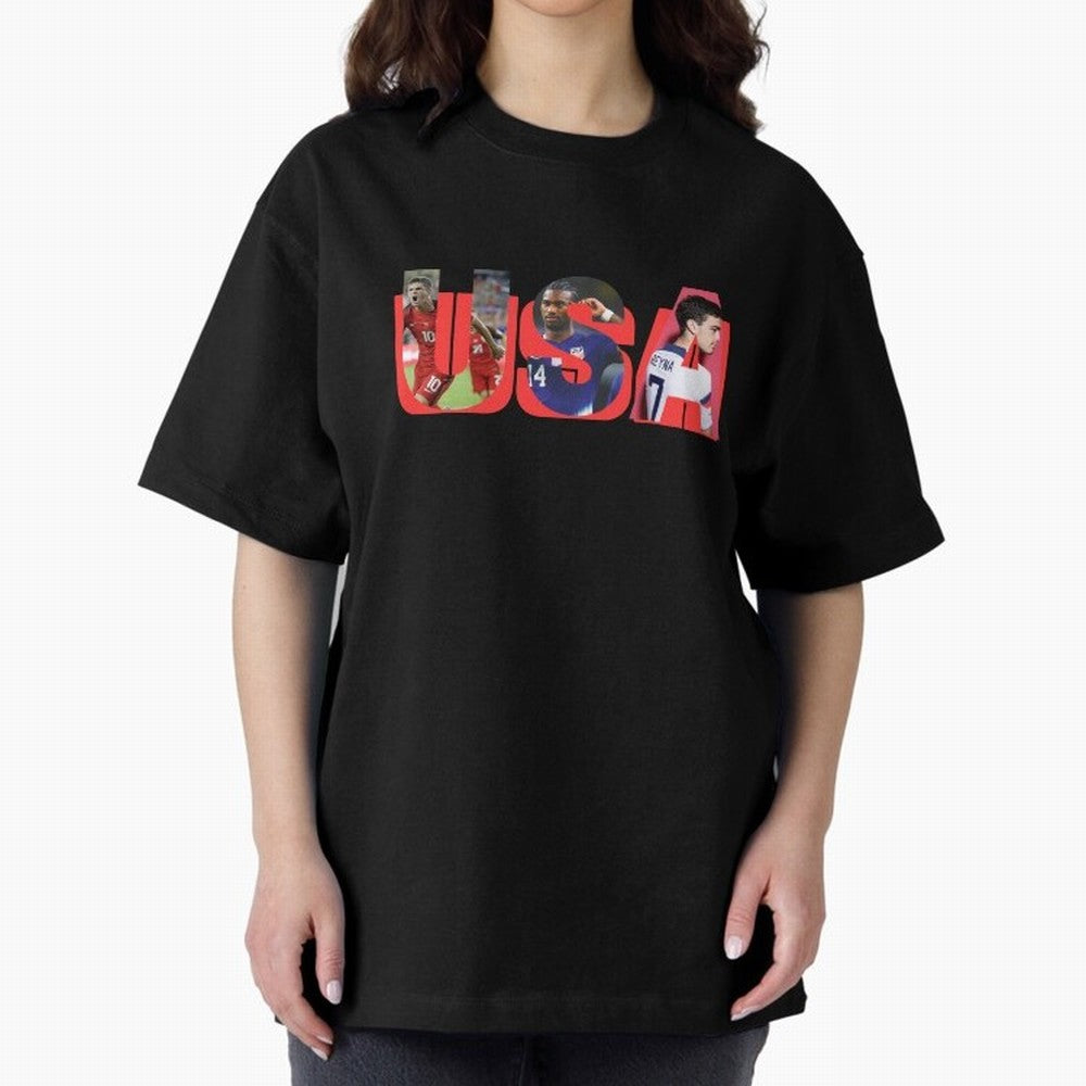 USA Soccer Cristian Pulisic, Haji Wright, Gio Reyna Oversized T-Shirt Turn Up for Global Football Passion for FIFA World Cup 2026 Group Stage, Made for Mbappe, Spain and Netherlands, Goal Celebration Energy, Supporter Heritage, Football Icons and
