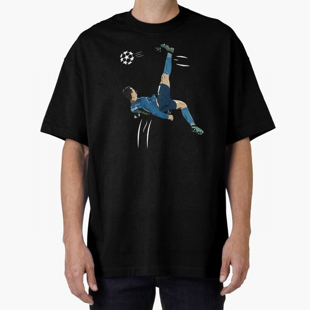 Cristiano Ronaldo Bicycle Kick Oversized T-Shirt Celebrate Golden Goal Energy in FIFA World Cup 2026 USA Canada Mexico Inspired by Mbappe, Netherlands Energy, Tournament Hype, Historic Matchups, Family Viewing Parties and Global Sports Pride;