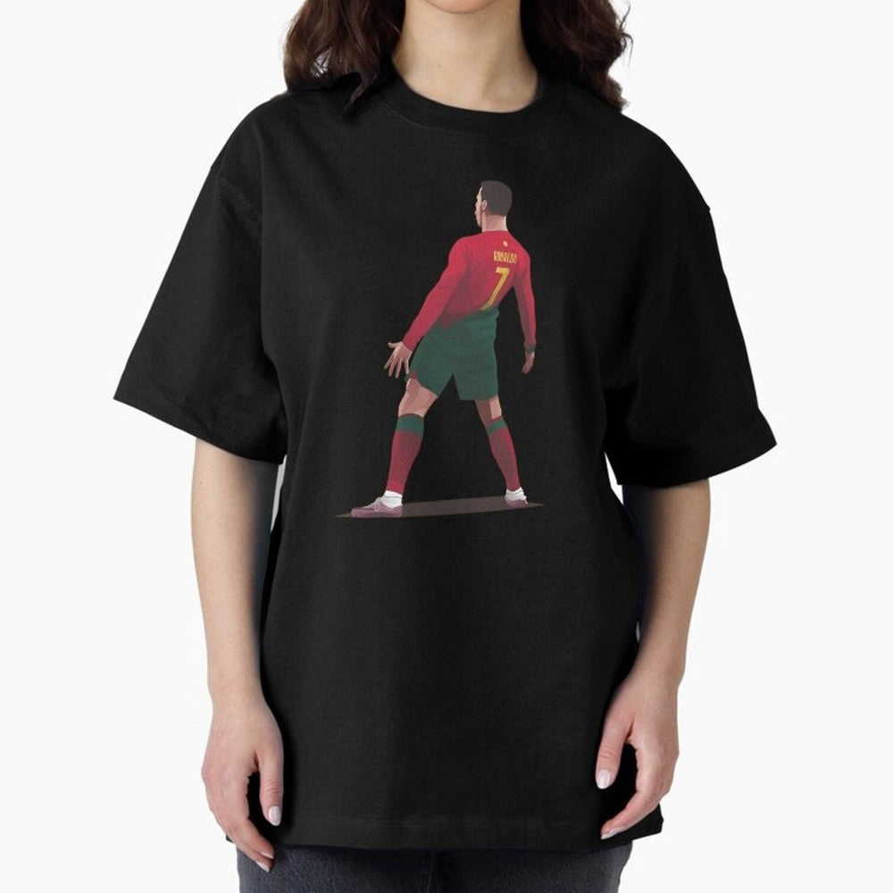 CR7 Celebration Pose Oversized T-Shirt Show Match Day Excitement for Match Day Hype around FIFA World Cup 2026, CR7 and Messi, Spain, Championship Spirit, Famous Goals, Roaring Crowds and International Football Unity; Great for Watch Parties,