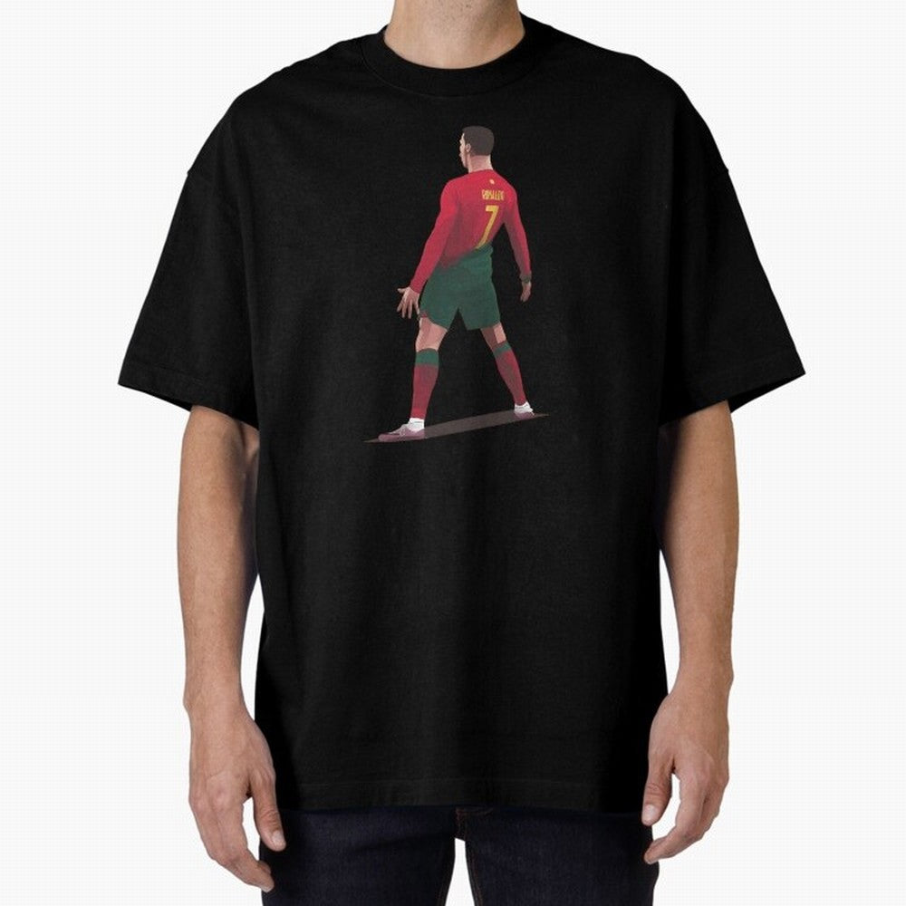 CR7 Celebration Pose Oversized T-Shirt Show Match Day Excitement for Match Day Hype around FIFA World Cup 2026, CR7 and Messi, Spain, Championship Spirit, Famous Goals, Roaring Crowds and International Football Unity; Great for Watch Parties,