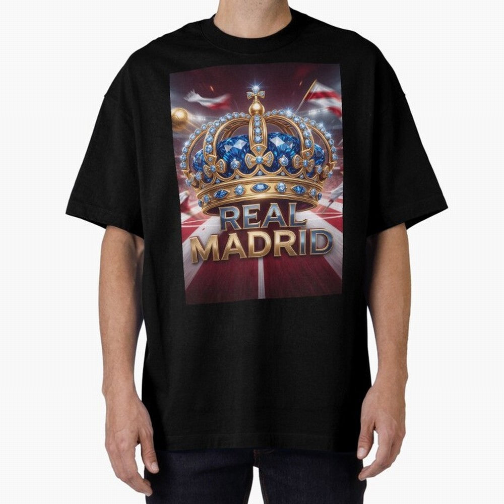The Diamond of Real Madrid Oversized T-Shirt Discover Global Football Passion for FIFA World Cup 2026 USA Canada Mexico, Connected to Messi, France, Football History, Final Match Energy, Crowd Noise and Once in a Lifetime Moments; Made for