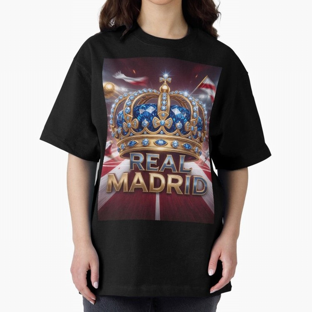The Diamond of Real Madrid Oversized T-Shirt Discover Global Football Passion for FIFA World Cup 2026 USA Canada Mexico, Connected to Messi, France, Football History, Final Match Energy, Crowd Noise and Once in a Lifetime Moments; Made for