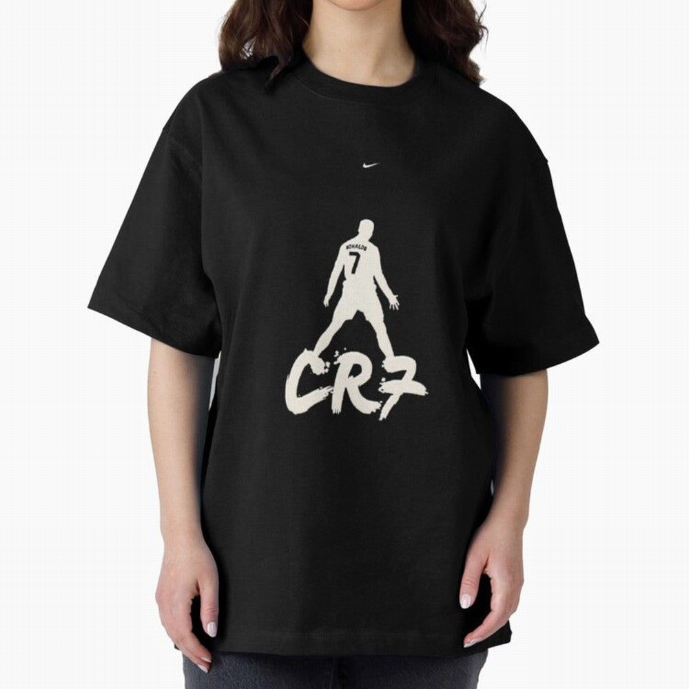 Cristiano Ronaldo CR7 Minimalist Silhouette Football Art Oversized T-Shirt Celebrate Classic Football Spirit in FIFA World Cup 2026 USA Canada Mexico for Fans of Haaland and Mbappe and England, Bringing Football Festival Excitement, Trophy