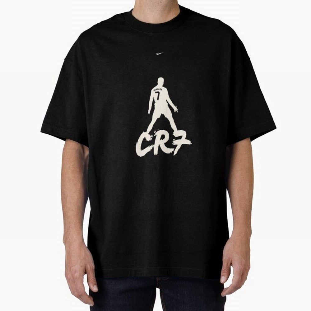 Cristiano Ronaldo CR7 Minimalist Silhouette Football Art Oversized T-Shirt Celebrate Classic Football Spirit in FIFA World Cup 2026 USA Canada Mexico for Fans of Haaland and Mbappe and England, Bringing Football Festival Excitement, Trophy