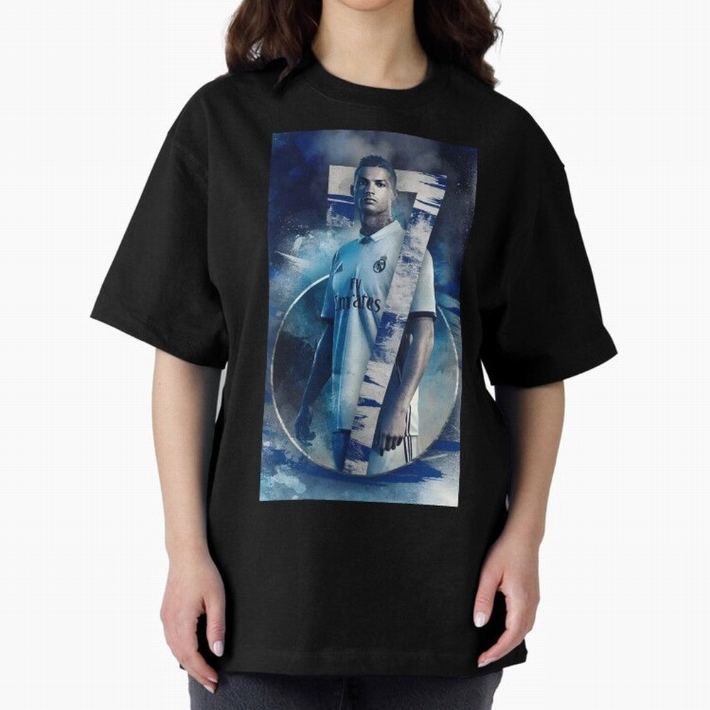 Cr7 art design wallpaper Oversized T-Shirt Refresh Match Day Hype around FIFA World Cup 2026 Group Stage, CR7 and Messi, Portugal, Vintage Soccer Flavor, Modern Football Stars, National Flags and Final Night Emotion; Ideal for Fans Who Follow