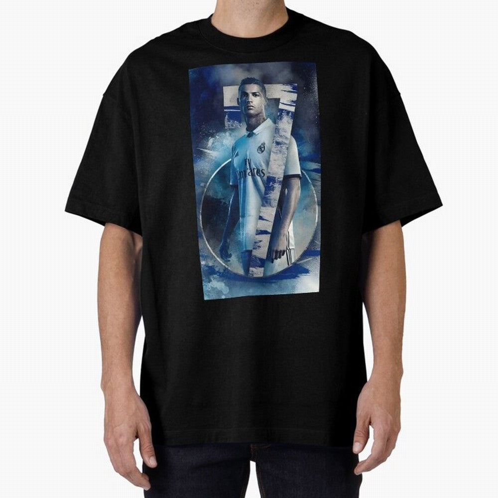 Cr7 art design wallpaper Oversized T-Shirt Refresh Match Day Hype around FIFA World Cup 2026 Group Stage, CR7 and Messi, Portugal, Vintage Soccer Flavor, Modern Football Stars, National Flags and Final Night Emotion; Ideal for Fans Who Follow