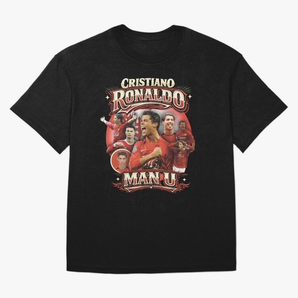 Cristiano Ronaldo Manchester United Oversized T-Shirt Bring Home FIFA World Cup 2026 Group Stage for Fans of Haaland and Argentina and Brazil, Bringing Sports Nostalgia, International Competition, Famous Players and Unforgettable Victories; Created