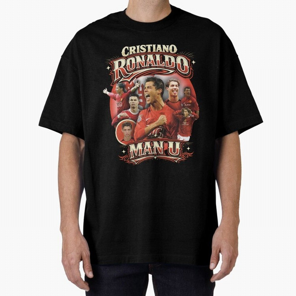 Cristiano Ronaldo Manchester United Oversized T-Shirt Bring Home FIFA World Cup 2026 Group Stage for Fans of Haaland and Argentina and Brazil, Bringing Sports Nostalgia, International Competition, Famous Players and Unforgettable Victories; Created