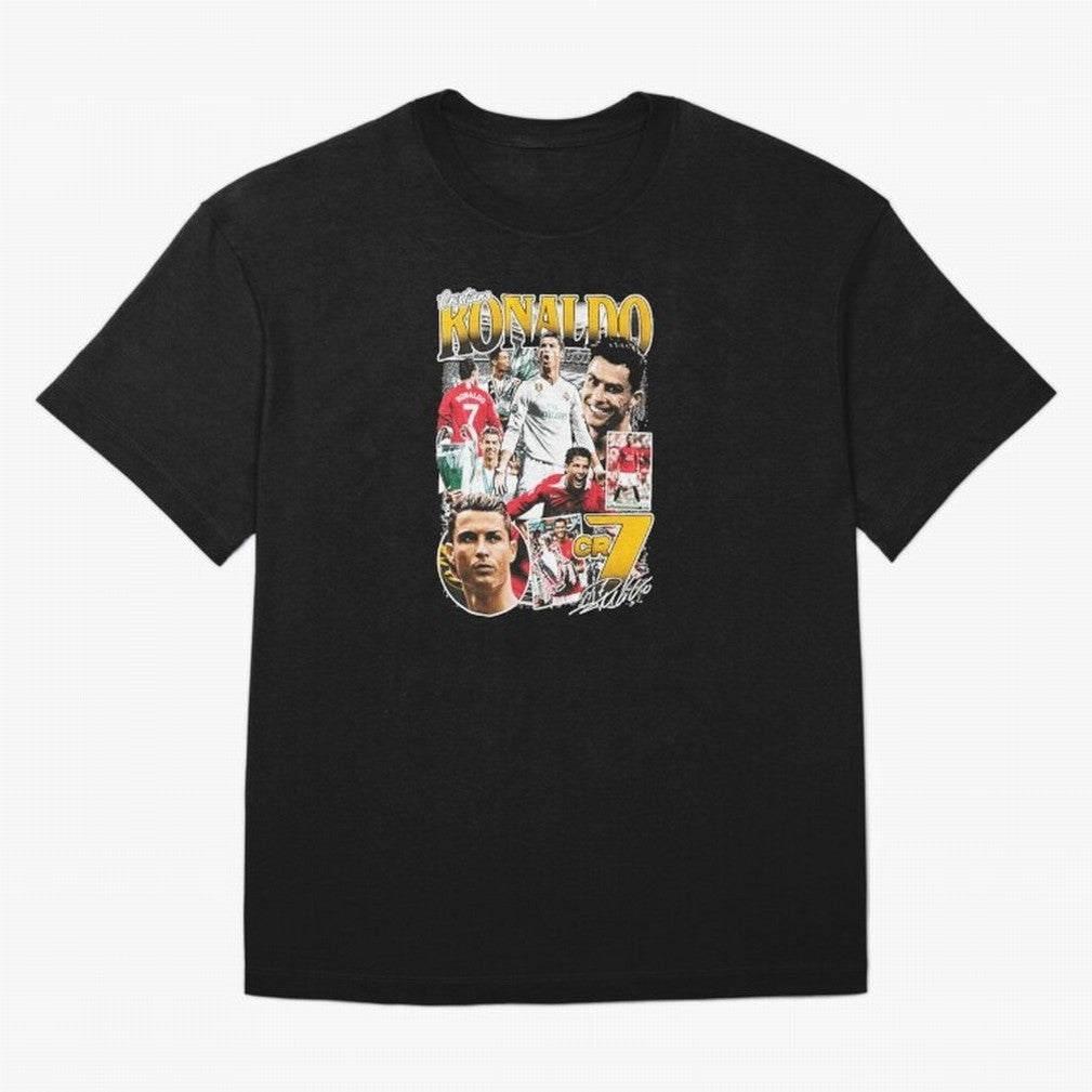 Cristiano Ronaldo Cr7 Collage Oversized T-Shirt Represent Football Lovers during FIFA World Cup 2026 Group Stage Featuring Cristiano Ronaldo, Argentina, France and Brazil Energy, Football History, Final Match Energy, Crowd Noise and Once in a