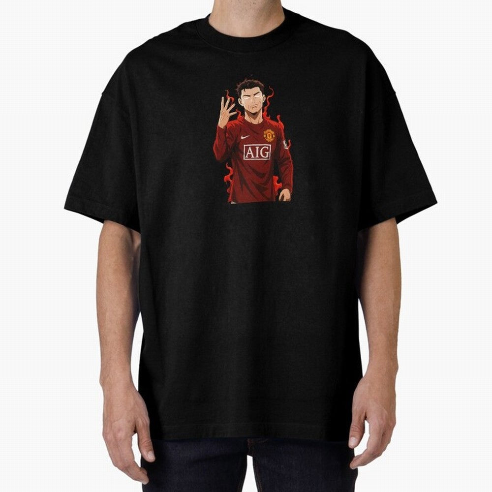 Cristiano Ronaldo Anime Art Blue Lock Inspired Football Legend Oversized T-Shirt Feel the Heartbeat of Match Day Hype around FIFA World Cup 2026, Mbappe and Neymar, France and Portugal, Vintage Soccer Flavor, Modern Football Stars, National Flags
