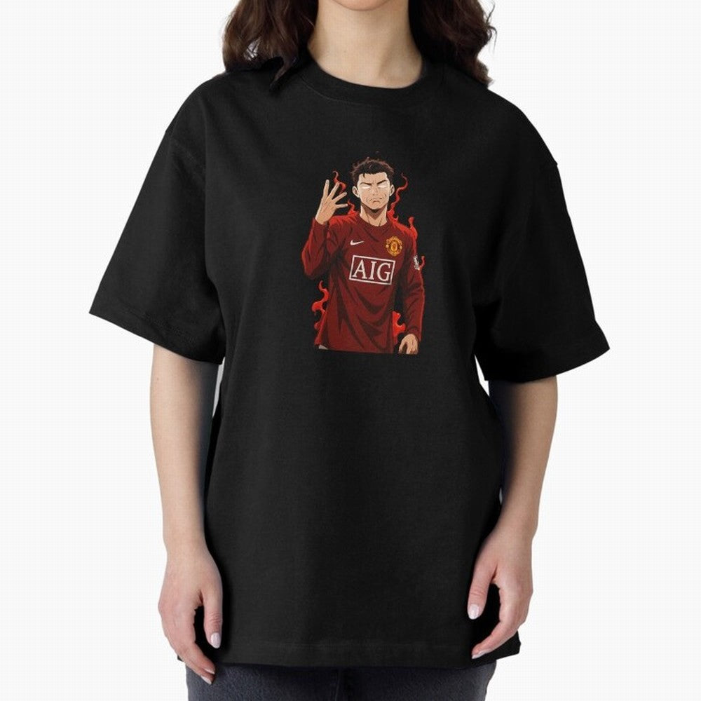 Cristiano Ronaldo Anime Art Blue Lock Inspired Football Legend Oversized T-Shirt Feel the Heartbeat of Match Day Hype around FIFA World Cup 2026, Mbappe and Neymar, France and Portugal, Vintage Soccer Flavor, Modern Football Stars, National Flags