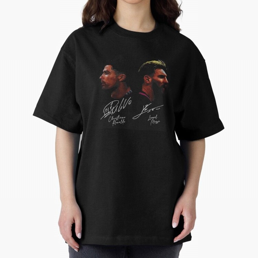 Cristiano Ronaldo & Lionel Messi Signature Oversized T-Shirt Feel International Energy from FIFA World Cup 2026 Spirit, Filled with Germany, Neymar, Fan Favorite Moments, National Team Passion, Big Match Drama and Soccer History; Perfect for