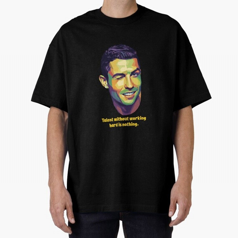 Cristiano Ronaldo Quotes Oversized T-Shirt Elevate Match Day Hype around FIFA World Cup 2026 Group Stage, Haaland, Argentina and Brazil, Stadium Memories, Football Loyalty, International Chants and Championship Tradition; Great for Watch Parties,