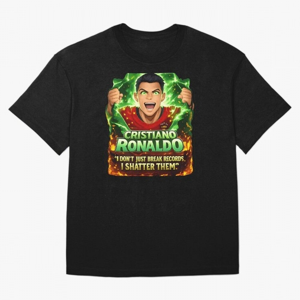 Cristiano Ronaldo Power Art Poster ¨C Legendary Football Motivation Design Oversized T-Shirt Support Your Favorite Stars during FIFA World Cup 2026 Group Stage Spirit, Connected to England, France and Netherlands, Haaland and Mbappe, Soccer