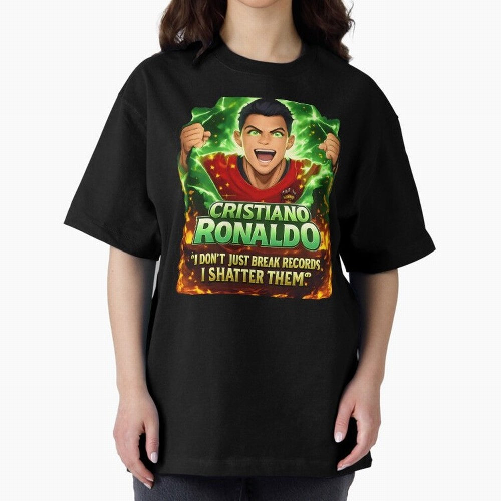 Cristiano Ronaldo Power Art Poster ¨C Legendary Football Motivation Design Oversized T-Shirt Support Your Favorite Stars during FIFA World Cup 2026 Group Stage Spirit, Connected to England, France and Netherlands, Haaland and Mbappe, Soccer
