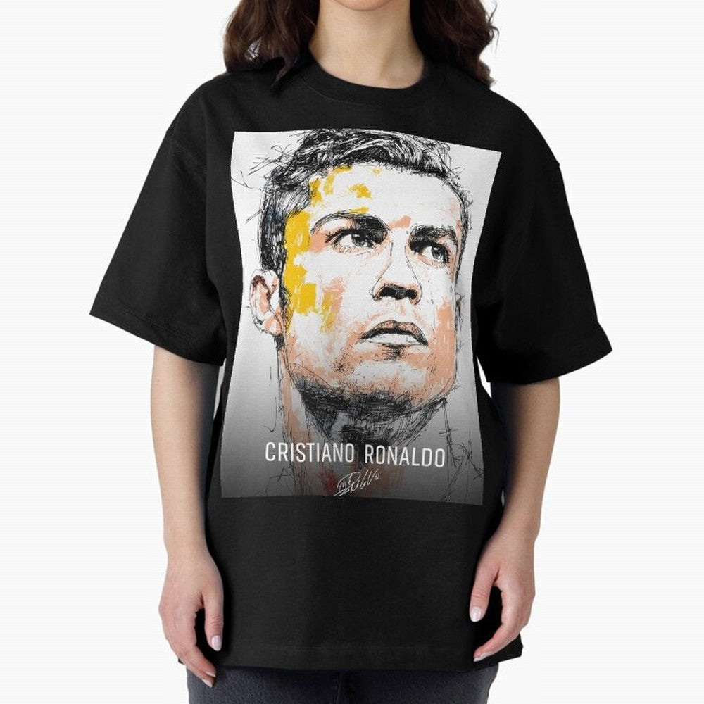 Cristiano Ronaldo Cr7 Football Soccer Player Icon Legend Power Oversized T-Shirt Build Global Football Passion for FIFA World Cup 2026 USA Canada Mexico, Inspired by Cristiano Ronaldo, Haaland and CR7, Brazil, Portugal and Argentina, Tournament