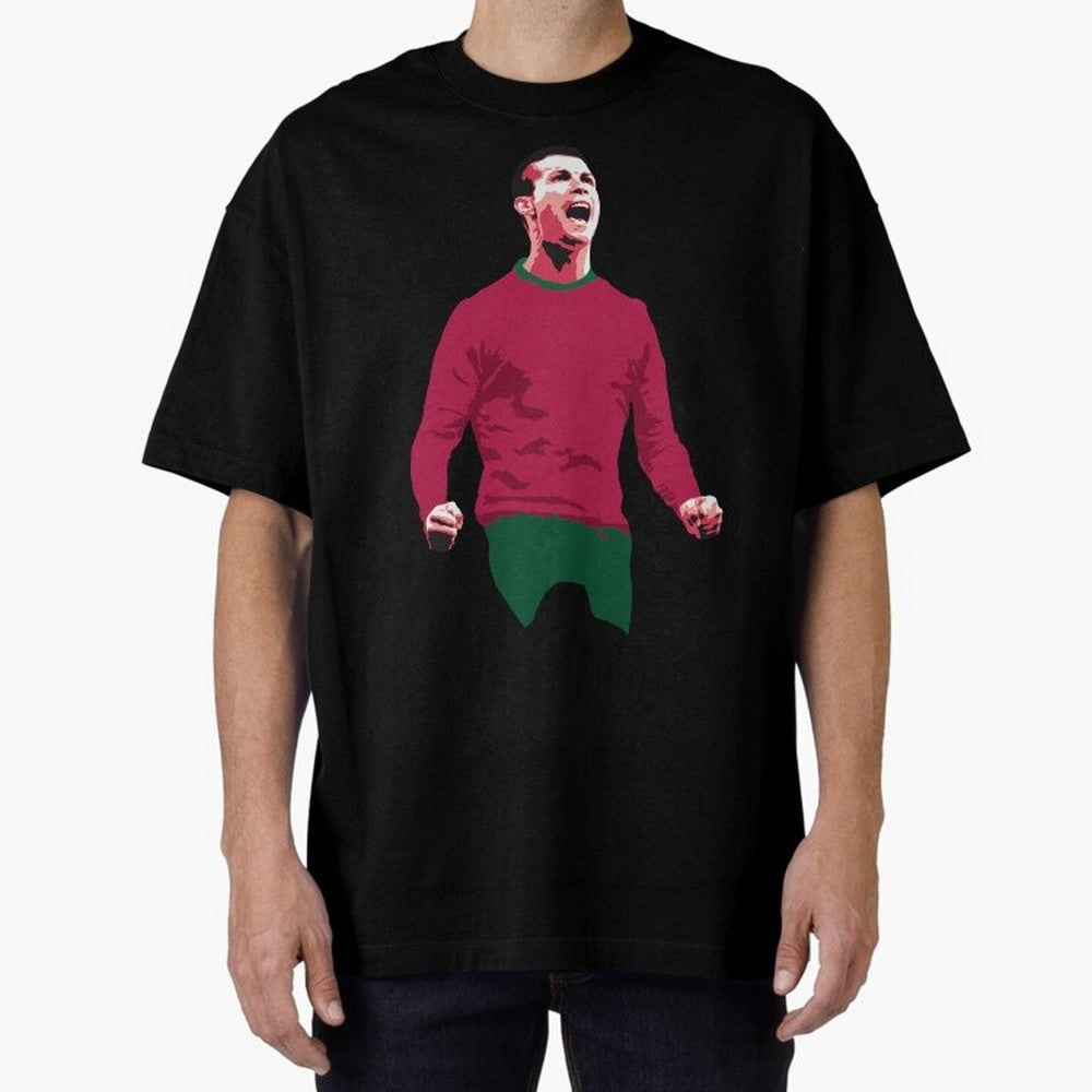 Ronaldo Oversized T-Shirt Wear the Spirit of Match Day Hype around FIFA World Cup 2026 USA Canada Mexico, Haaland, Portugal, Spain and Germany, Vintage Soccer Flavor, Modern Football Stars, National Flags and Final Night Emotion; Made for