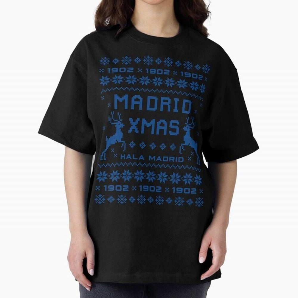 Real Madrid Christmas Oversized T-Shirt Celebrate Football Heritage in FIFA World Cup 2026 USA Canada Mexico Built around Messi, Netherlands Energy, Champion Mindset, Group Stage Buzz, Knockout Tension and Passionate Fan Culture; Made for