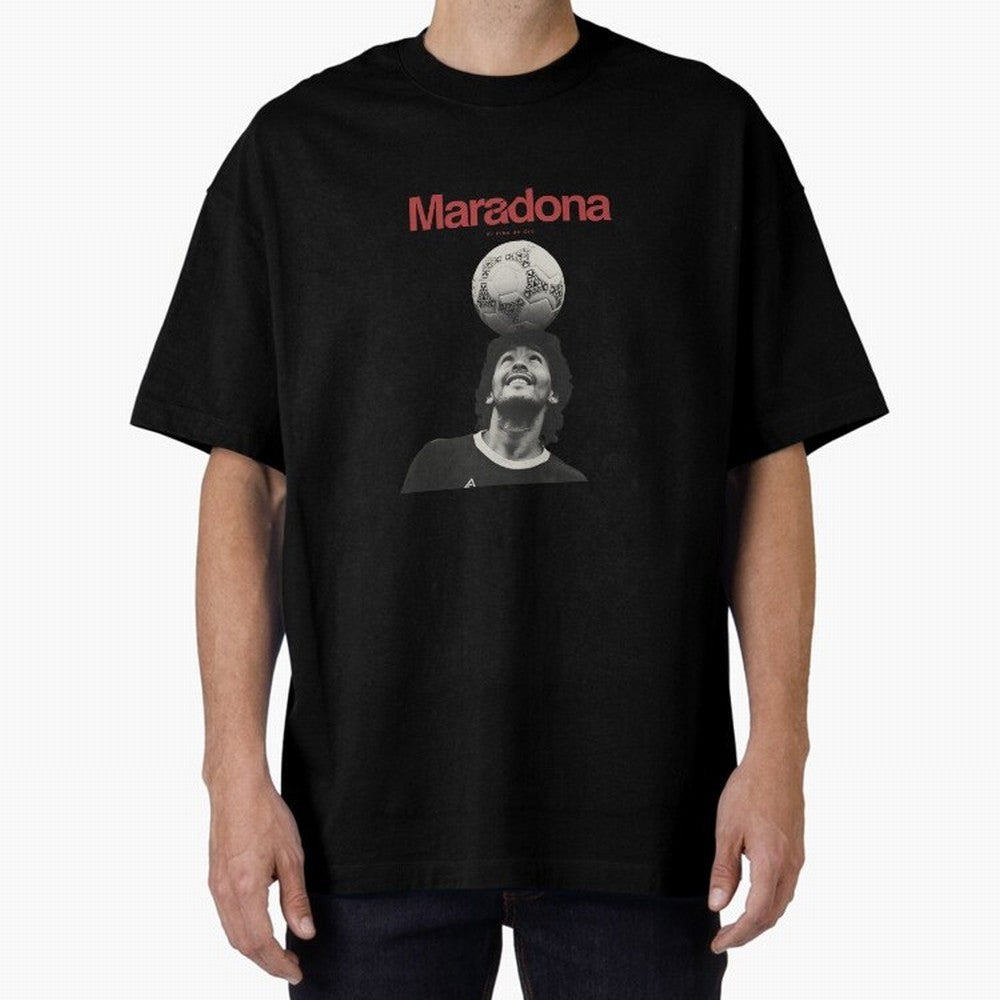 Diego Maradona Minimalist Oversized T-Shirt Embrace Global Football Passion for FIFA World Cup 2026 Group Stage, with Haaland, France and Portugal, Vintage Soccer Flavor, Modern Football Stars, National Flags and Final Night Emotion; Ideal for